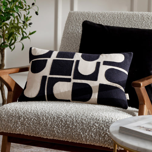 Abstract Black Cushions - Hallam Embroidered Cotton Cushion Cover Mono HÖEM