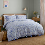 Floral Blue Bedding - Hannah Floral 100% Cotton Duvet Cover Set Blue Wylder