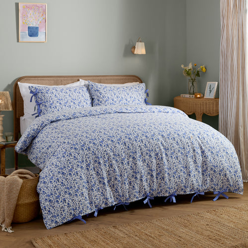 Floral Blue Bedding - Hannah Floral 100% Cotton Duvet Cover Set Blue Wylder