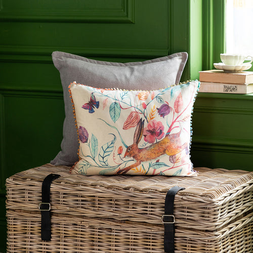 Animal Multi Cushions - Hansel Hare Printed Cushion Cover Linen Voyage Maison