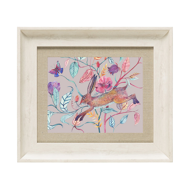 Animal Pink Wall Art - Hansel Hare  Framed Print Birch/Mauve Voyage Maison