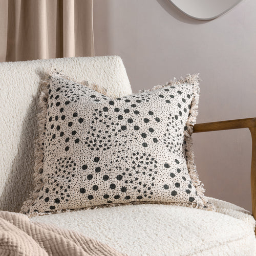 Yard Hara Woven Fringed Cotton Cushion Cover in Lichen