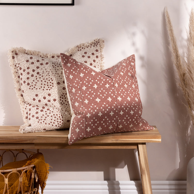 Yard Hara Woven Fringed Cotton Cushion Cover in Pecan