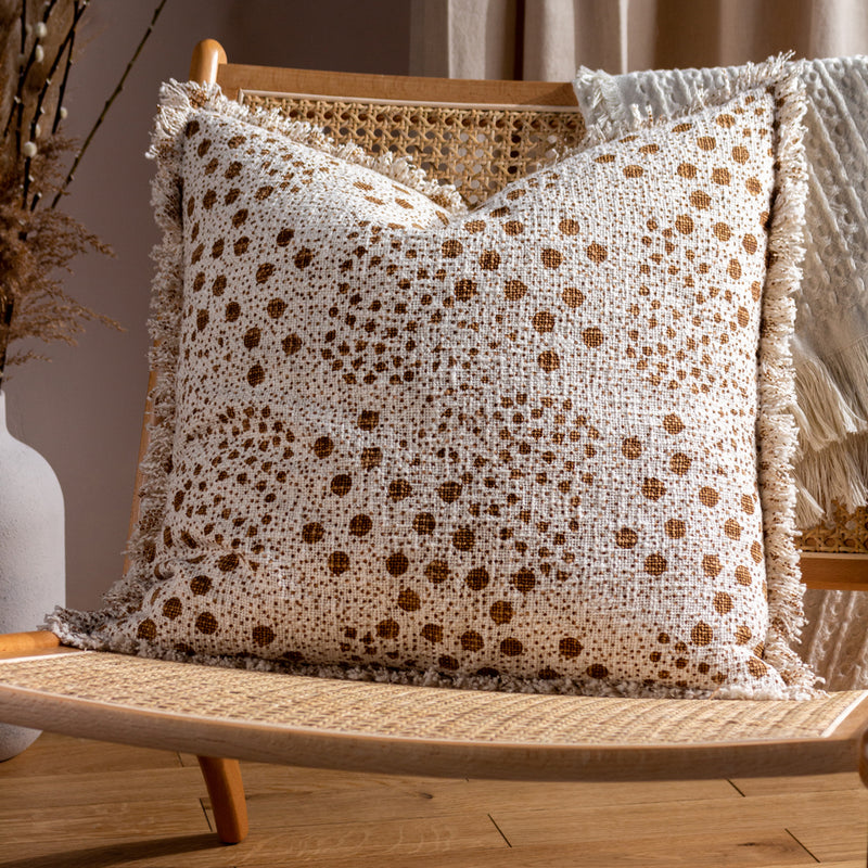 Yard Hara Woven Fringed Cotton Cushion Cover in Yolk