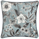 Floral Blue Cushions - Harlington Botany Floral Piped Cushion Cover Petrol Wylder