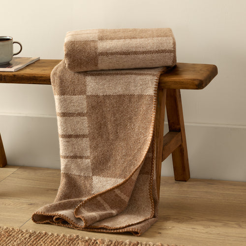 Geometric Beige Throws - Harlech Woven Reversible Throw Biscuit Yard