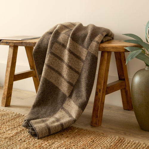 Geometric Brown Throws - Harlech Woven Reversible Throw Brown Yard