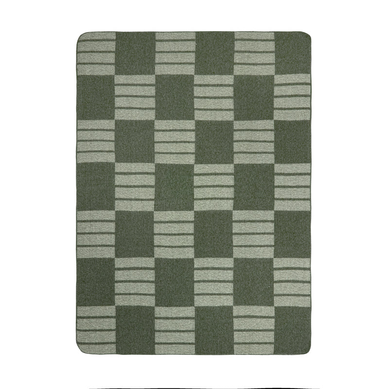 Geometric Green Throws - Harlech Woven Reversible Throw Moss Yard