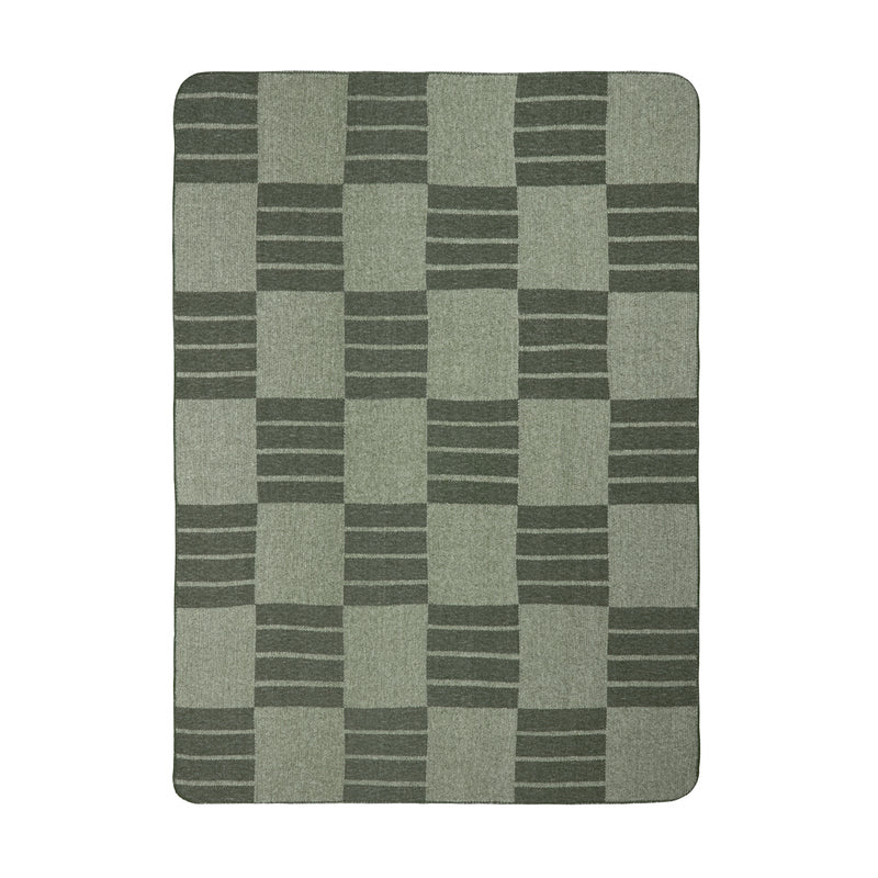 Geometric Green Throws - Harlech Woven Reversible Throw Moss Yard