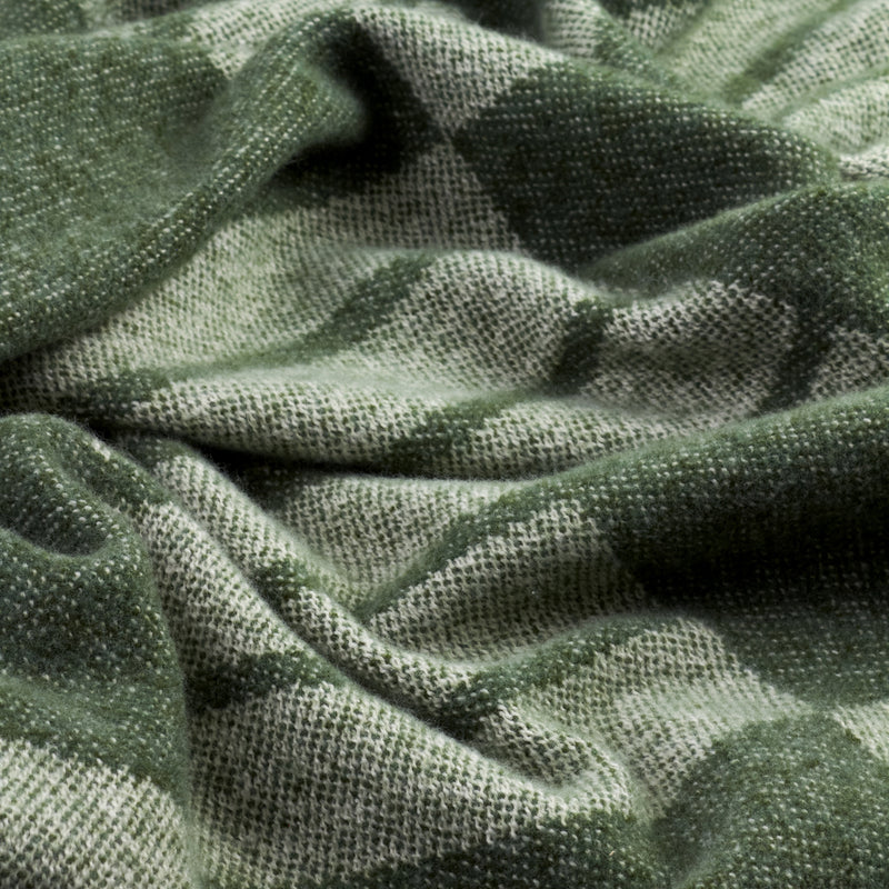 Geometric Green Throws - Harlech Woven Reversible Throw Moss Yard