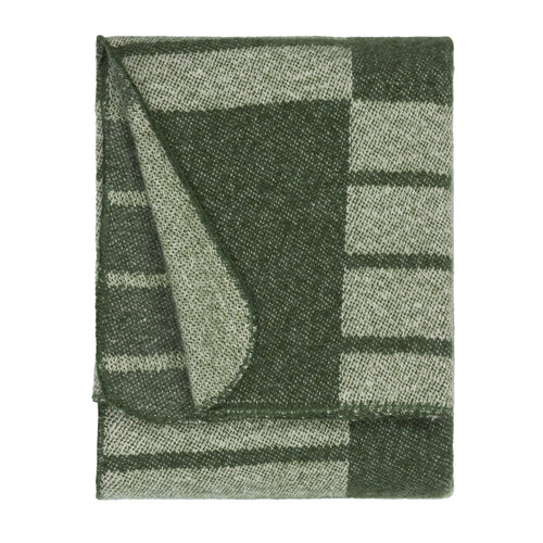 Geometric Green Throws - Harlech Woven Reversible Throw Moss Yard