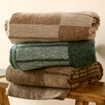 Geometric Green Throws - Harlech Woven Reversible Throw Moss Yard