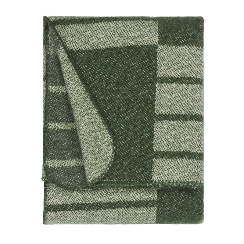 Geometric Green Throws - Harlech Woven Reversible Throw Moss Yard