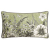 Floral Green Cushions - Harlington Gardenia Floral Piped Cushion Cover Moss Wylder