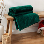 Plain Green Throws - Harlow Fleece Throw Emerald furn. 