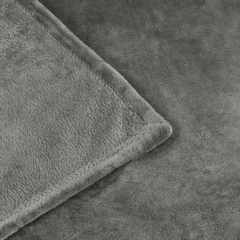 Plain Grey Throws  - Harrow Fleece Throw Charcoal furn.