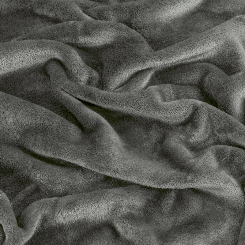 Plain Grey Throws  - Harrow Fleece Throw Charcoal furn.