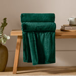 Plain Green Throws  - Harrow Fleece Throw Emerald Furn