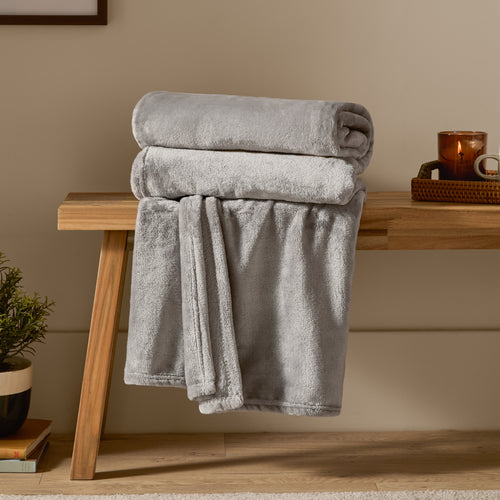 Plain Grey Throws  - Harrow Fleece Throw Grey Furn