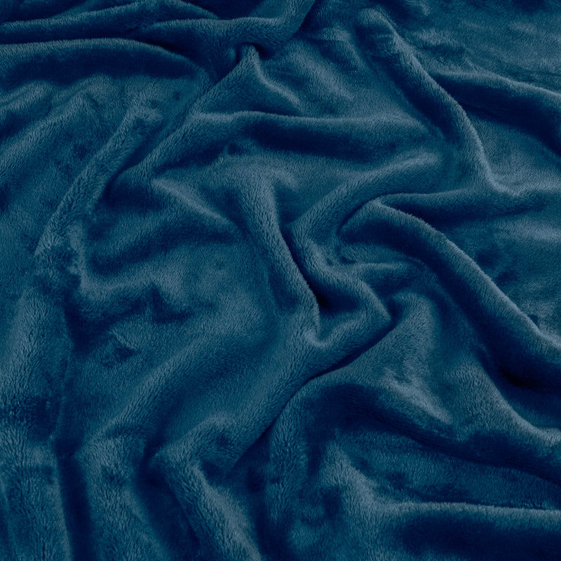 Plain Blue Throws  - Harrow Fleece Throw Midnight furn.