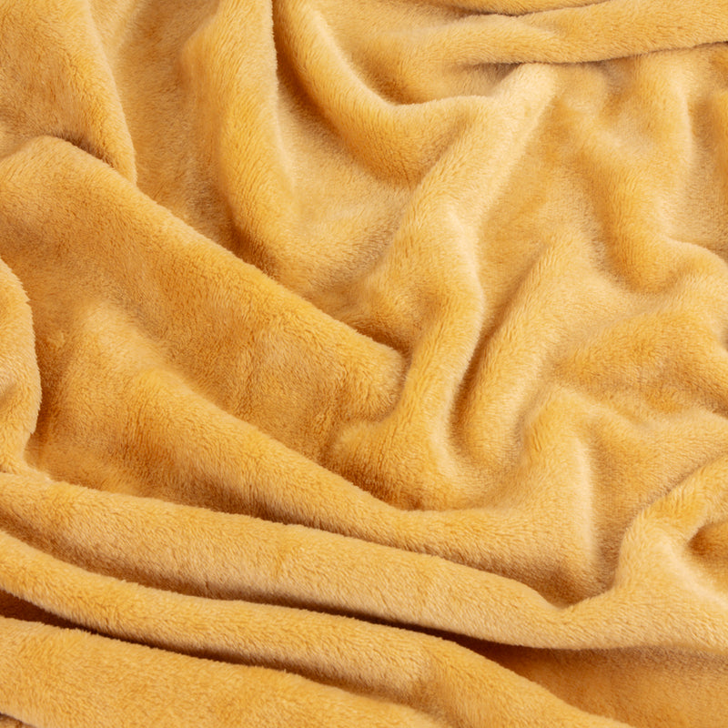 Plain Yellow Throws  - Harrow Fleece Throw Ochre furn.