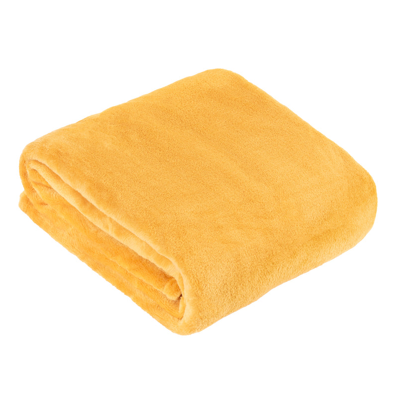 Plain Yellow Throws  - Harrow Fleece Throw Ochre furn.