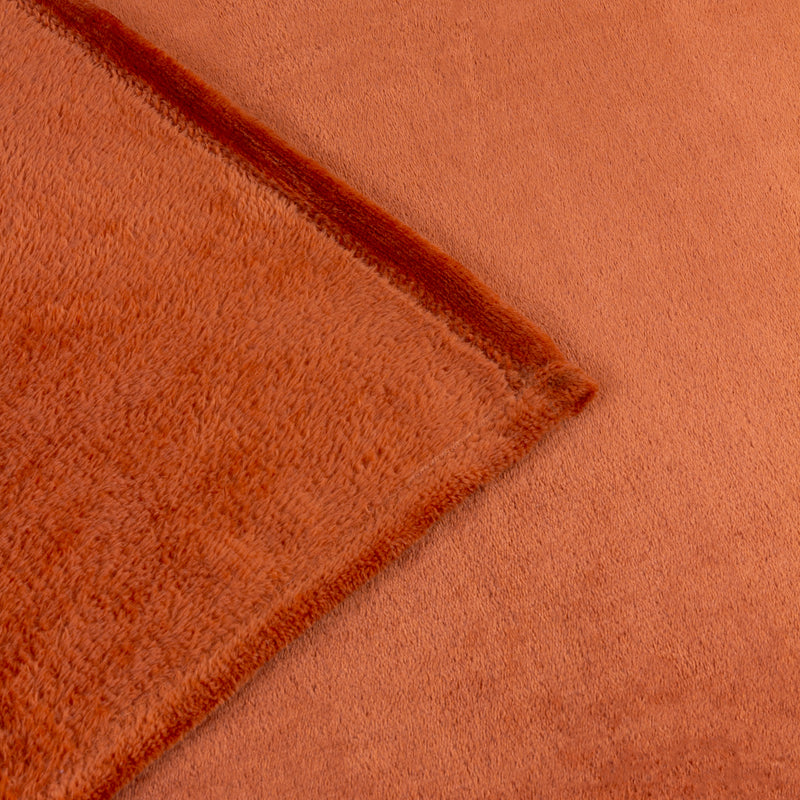 Plain Orange Throws  - Harrow Fleece Throw Rust furn.