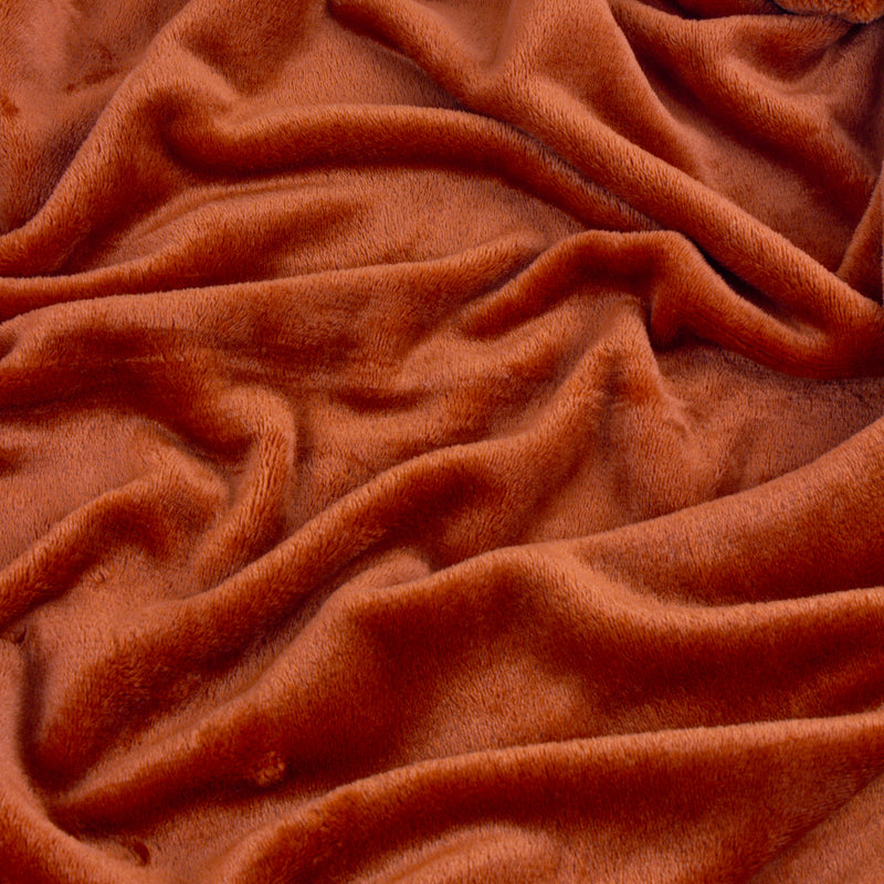 Plain Orange Throws  - Harrow Fleece Throw Rust furn.