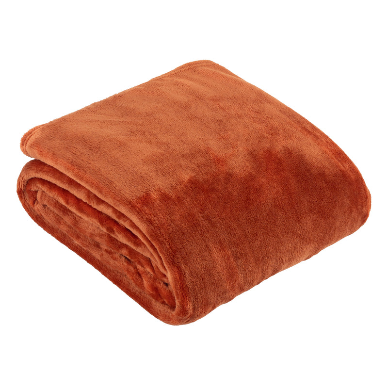 Plain Orange Throws  - Harrow Fleece Throw Rust furn.