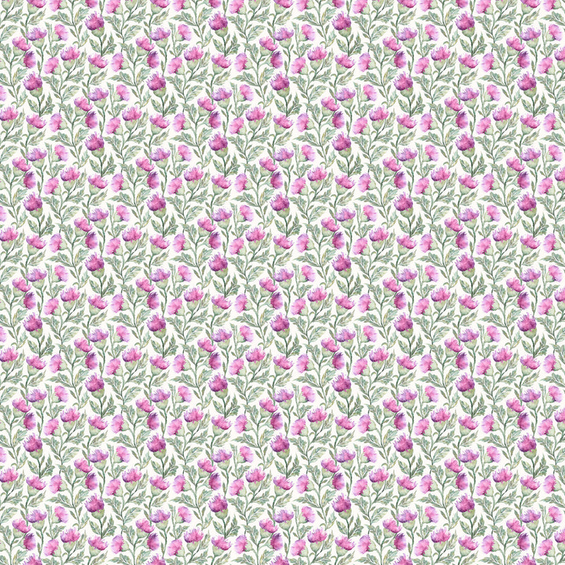 Voyage Maison Hawick Printed Cotton Fabric in Fuchsia Cream