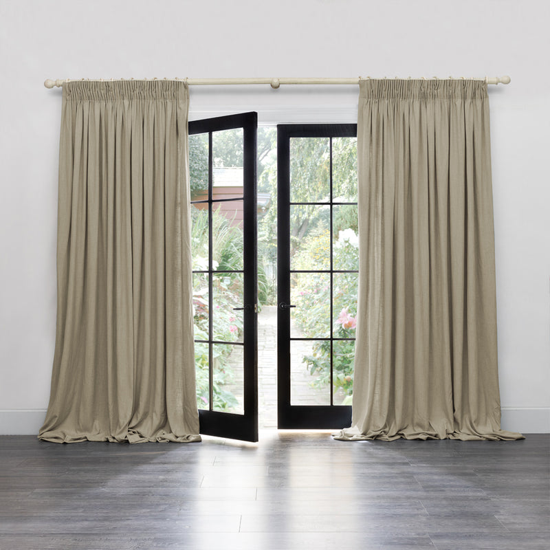 Voyage Maison Hawley Linen Blend Pencil Pleat Curtains in Birch