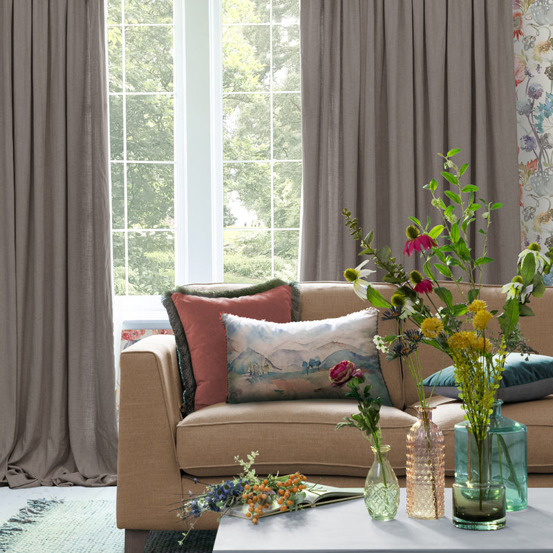 Voyage Maison Hawley Linen Blend Pencil Pleat Curtains in Dove