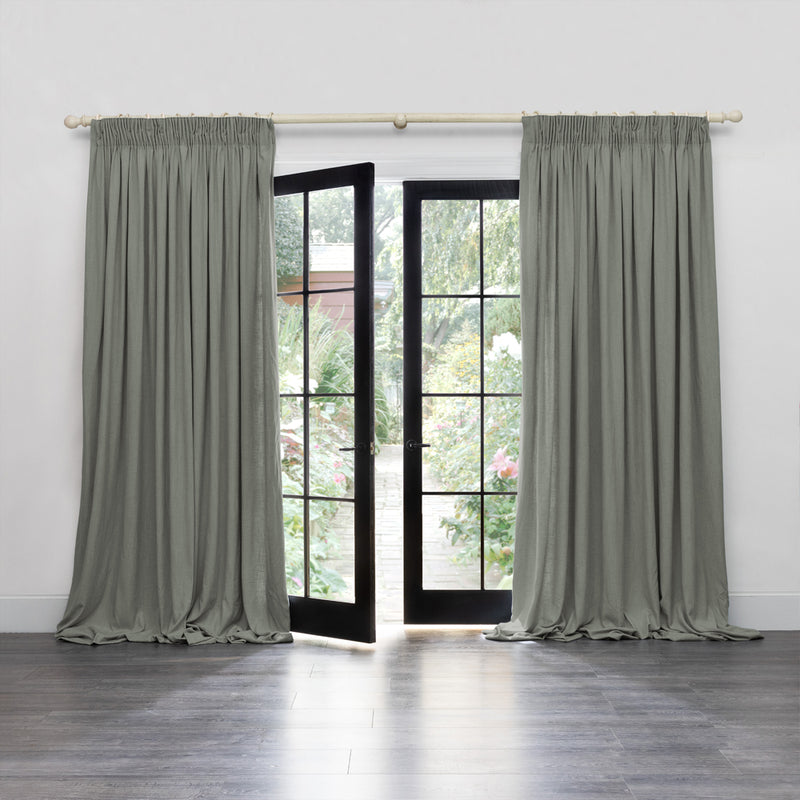 Voyage Maison Hawley Linen Blend Pencil Pleat Curtains in Flint