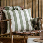 Striped Green Cushions - Hayle Cotton Outdoor Cushion Cover Moss Yard