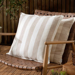 Striped Beige Cushions - Hayle Cotton Outdoor Cushion Cover Natural Yard