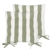 Striped Green Cushions - Hayle 2 Pack Striped Cotton Seat Pad Seat Pad Moss Yard