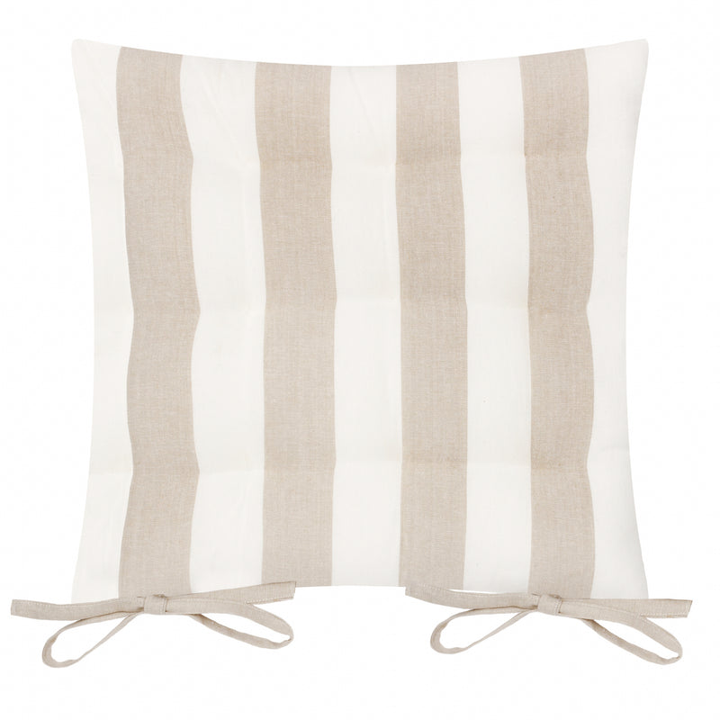 Striped Beige Cushions - Hayle 2 Pack Striped Cotton Seat Pad Seat Pad Natural Yard