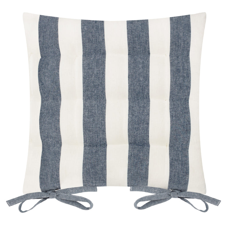 Striped Blue Cushions - Hayle 2 Pack Striped Cotton Seat Pad Seat Pad Navy Yard