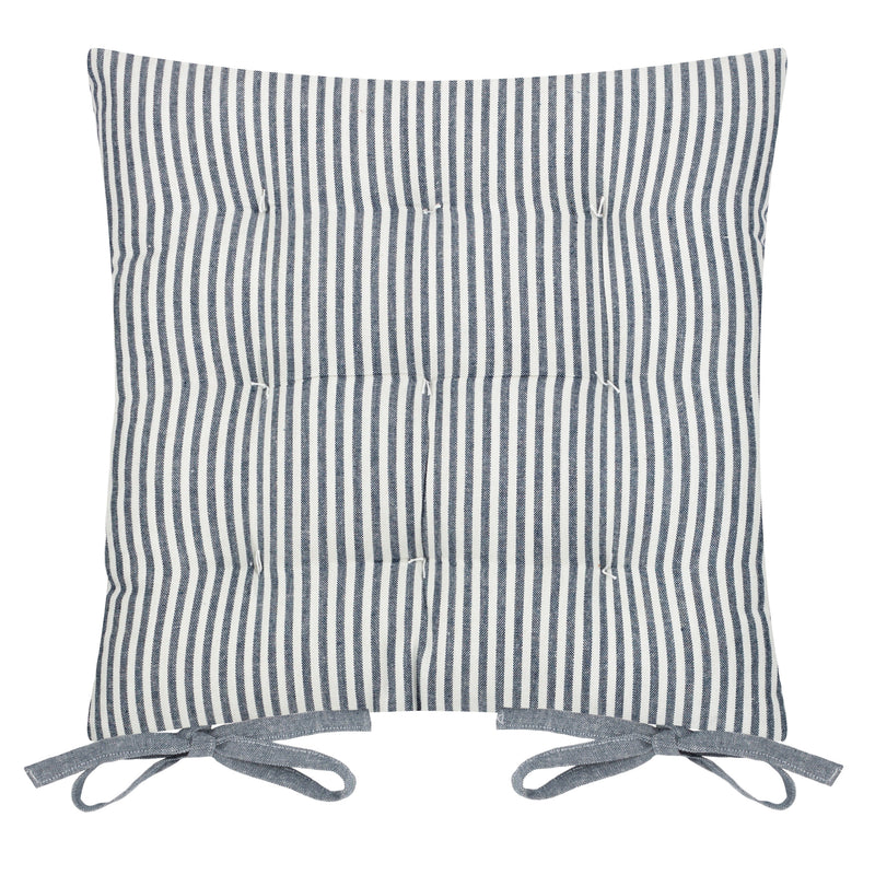 Striped Blue Cushions - Hayle 2 Pack Striped Cotton Seat Pad Seat Pad Navy Yard