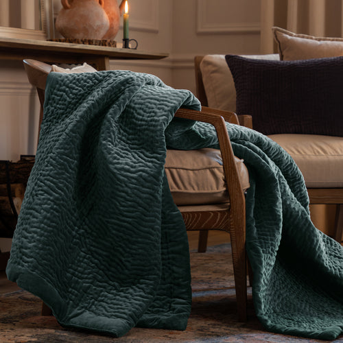 Additions Haze Velvet Quilted Throw in Ocean