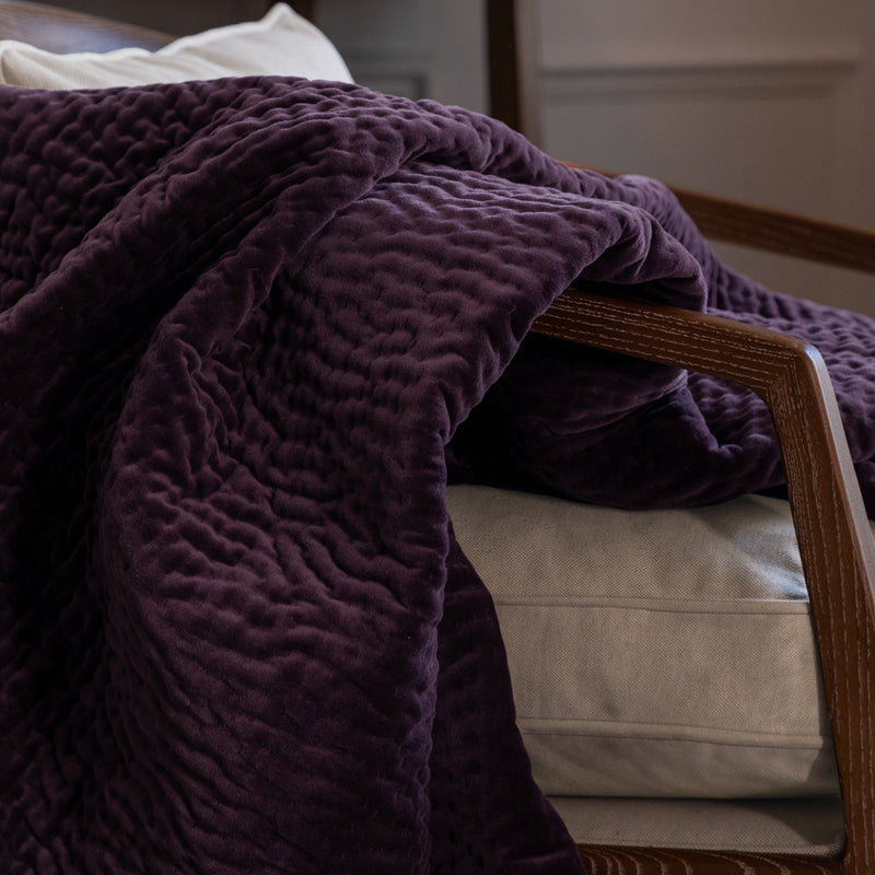 Additions Haze Velvet Quilted Throw in Plum