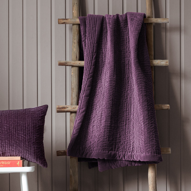 Additions Haze Velvet Quilted Throw in Plum