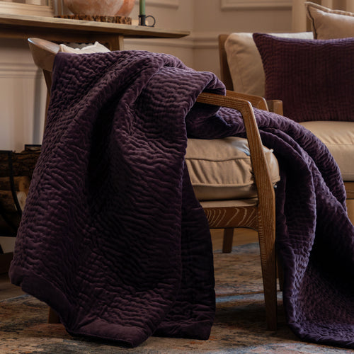 Additions Haze Velvet Quilted Throw in Plum