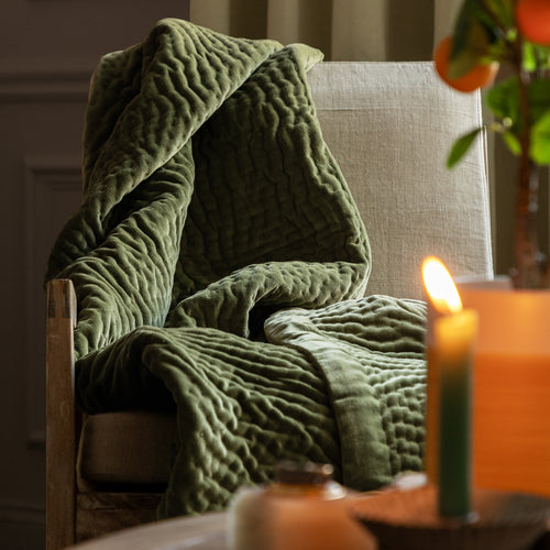 Additions Haze Velvet Quilted Throw in Sage