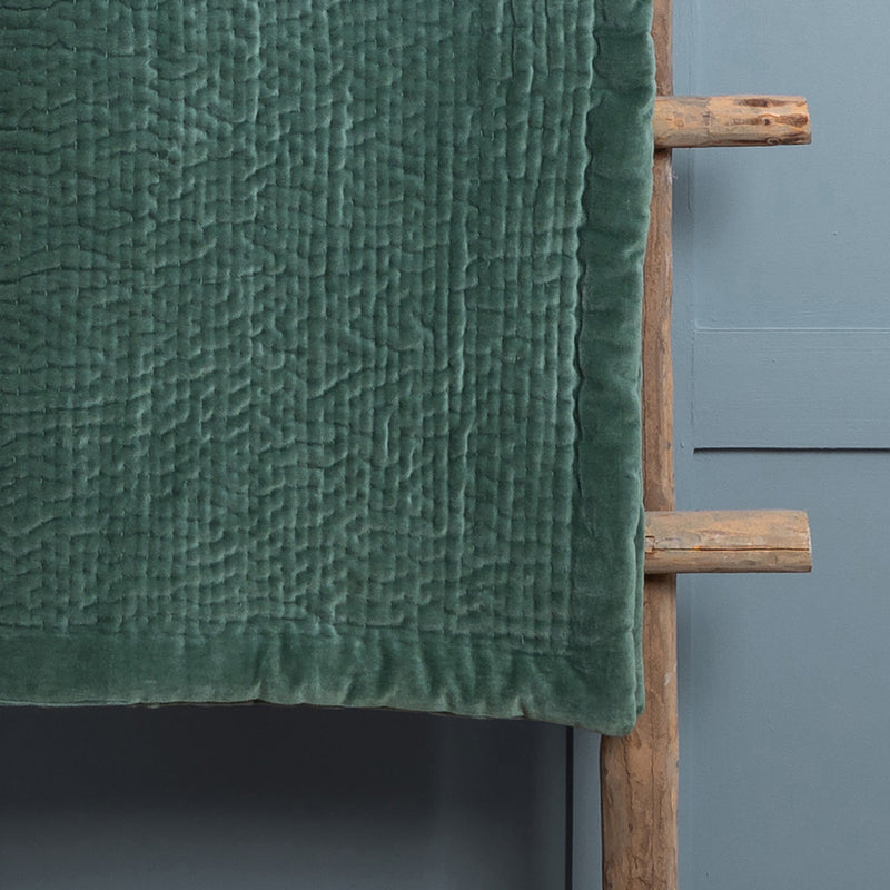 Additions Haze Velvet Quilted Throw in Seafoam