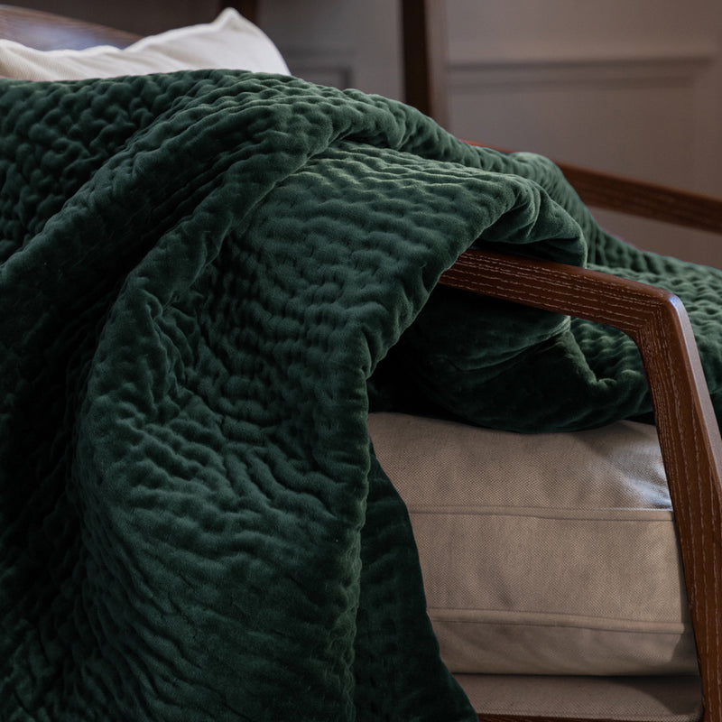 Additions Haze Velvet Quilted Throw in Seafoam