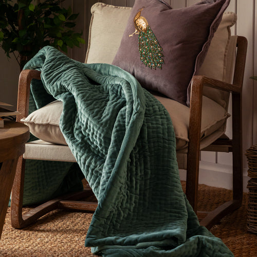 Additions Haze Velvet Quilted Throw in Seafoam