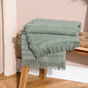 furn. Hazie Woven Fringed Throw in Eucalyptus