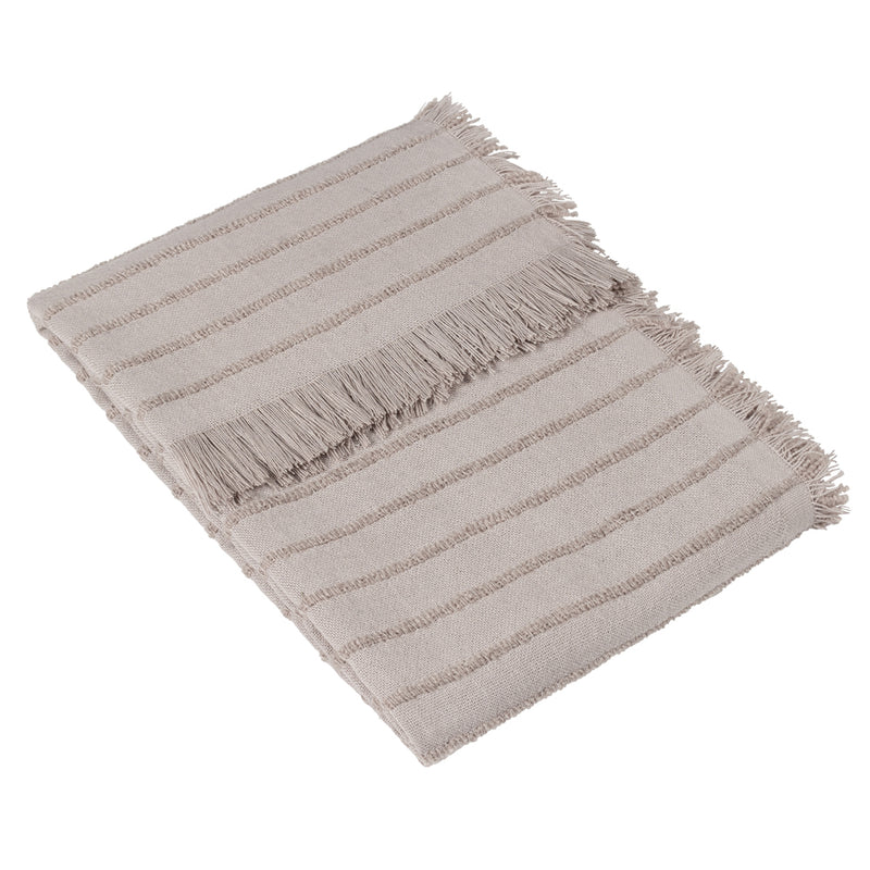 furn. Hazie Woven Fringed Throw in Griege