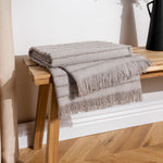 furn. Hazie Woven Fringed Throw in Griege